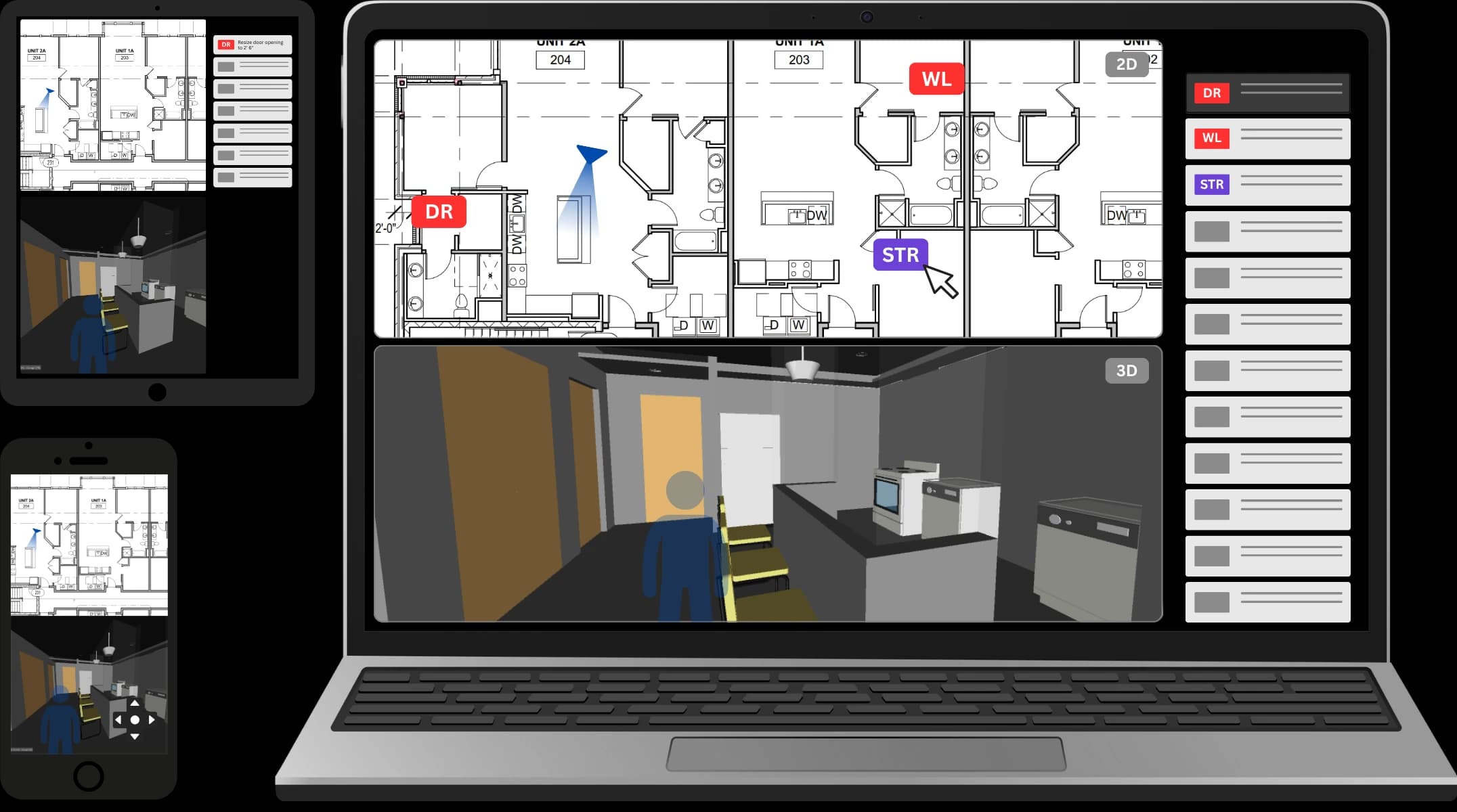 BIMView 3D model collaboration interface showing architectural, structural, and MEP coordination